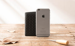 Braided Leather Mens Small Wallets Bifold Slim Front Pocket Wallet for Men - iwalletsmen