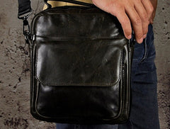 Small Leather Mens SIDE BAGs COURIER BAG Messenger Bag Shoulder Bag for Men - iwalletsmen