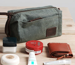 Large Canvas Green Mens Clutch Bag Zipper Wristlet Bag Phone Purse for Men - iwalletsmen