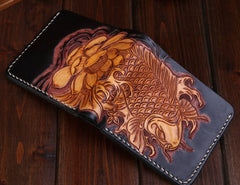 Handmade Leather Carp Mens billfold Wallet Cool Leather Wallet Slim Wallet for Men - iwalletsmen