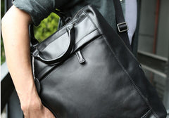 Black Leather Mens Backpack Travel Backpack Laptop Backpack for men - iwalletsmen