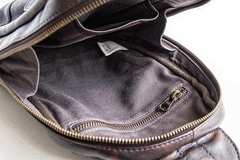 Genuine Leather Mens Cool Chest Bag Sling Bag Crossbody Bag Travel Bag Hiking Bag for men