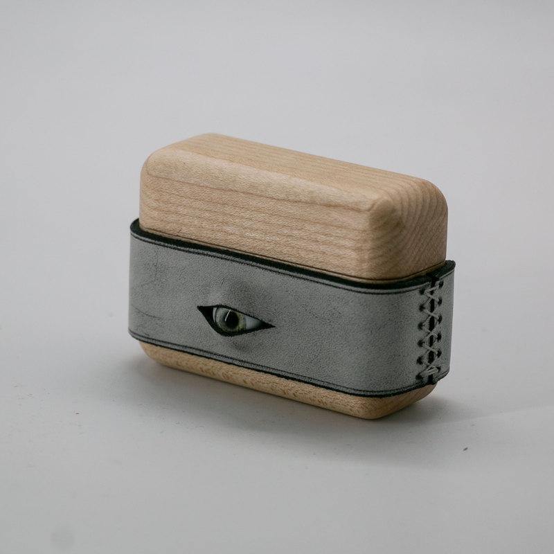 Handmade Black Leather Wood AirPods Pro Case with Eye Custom Leather AirPods Pro Case Airpod Case Cover - iwalletsmen