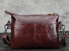 Cool Small Coffee Leather Mens Messenger Bag Shoulder Bag for Men - iwalletsmen
