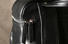 Genuine Leather Mens Cool Backpack Sling Bag Large Black Travel Bag Hiking Bag for men