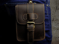 Small Leather Belt Pouch Mens Holsters Belt Cases Cell Phone Waist Pouch for Men - iwalletsmen