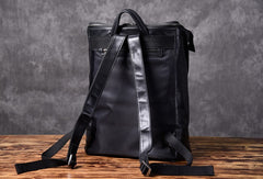 Genuine Leather Mens Cool Backpack Sling Bag Large Black Travel Bag Hiking Bag for men