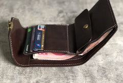 Handmade Leather Mens Cool billfold Leather Wallet Men Small Wallets Trifold for Men