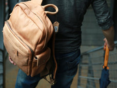 Leather Brown Mens Backpacks Cool Travel Backpack Laptop Backpack for men - iwalletsmen