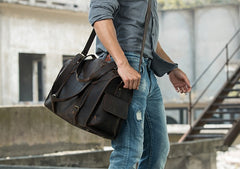 Cool Vintage Leather Mens Weekender Bag Travel Bags Shoulder Bags for men - iwalletsmen