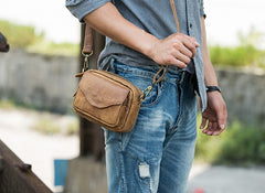 Leather Belt Pouch Phone Case Mens Waist Bag Shoulder Bag for Men - iwalletsmen