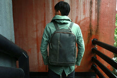 Green Mens Leather Backpack Travel Backpacks Laptop Backpack for men - iwalletsmen