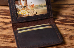 Handmade Leather Mens Cool Wallet Card Slim Wallet Change Coin License Wallet for Men
