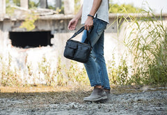 messenger bag black Black Leather Messenger Bag Men's Black Crossbody Bag Small Black Messenger Bag