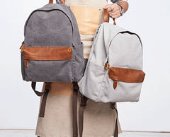 Cool Canvas Gray Mens Backpack Canvas Travel Bag Canvas School Bag for Men - iwalletsmen