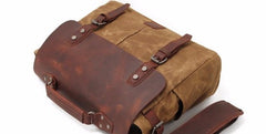 Mens Waxed Canvas Leather Side Bag Messenger Bag Canvas Courier Bag for Men - iwalletsmen