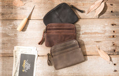 Leather Mens Coin Holders Slim Front Pocket Wallet Change Wallet for Men - iwalletsmen