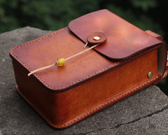 Handmade Leather Belt Pouch Mens Brown Waist Bag CIGARETTE Pouch for Men - iwalletsmen