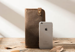 Cool Canvas Leather Mens Bifold Long Wallet Long Wallet for Men - iwalletsmen
