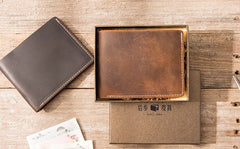 Vintage Leather Mens Small Wallets Bifold Slim Front Pocket Wallet for Men - iwalletsmen