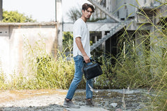 Black Leather Mens Briefcase Work Bag Laptop Bag Business Bag for Men - iwalletsmen