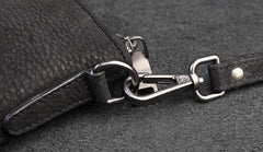 Handmade Leather Mens Clutch Cool Slim Wallet Zipper Clutch Wristlet Wallet for Men