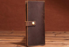 Handmade Cool Leather Wallets Long Leather Wallet Bifold Long Wallet For Men - iwalletsmen