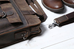 Vintage Coffee Leather Mens Briefcases Work Bag Laptop Bag Business Bag for Men - iwalletsmen
