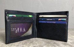 Handmade Leather Mens Cool Slim billfold Leather Wallet Men Small Wallets Bifold for Men
