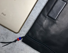 Genuine Leather Mens Clutch Cool Slim Wallet Zipper Clutch Wristlet Wallet for Men