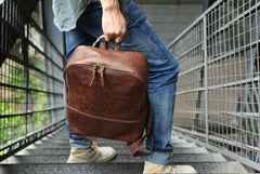 Cool Leather Mens Backpack Travel Backpack Vintage Laptop Backpack for men - iwalletsmen