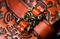 Handmade Leather Mens Tibetan Chain Biker Wallet Cool Leather Wallet Long Clutch Wallets for Men