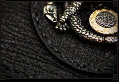 Handmade Leather Tooled Wallet Mens Cool Chain Wallet Chinese Dragon Biker Wallet for Men