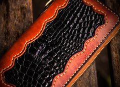 Handmade Leather Mens Chain Biker Wallet Cool Leather Wallet Long Clutch Wallets for Men