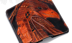 Handmade Leather Indian Eagle Mens Chain Biker Wallet Cool Leather Wallet With Chain Wallets for Men