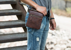 Leather Belt Pouch Belt Cases Mens Waist Bag Shoulder Bag for Men - iwalletsmen