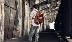 Handmade Leather Mens Cool Backpack Sling Bag Large Travel Bag Hiking Bag for men