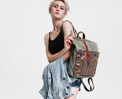 Vintage Canvas Leather Travel Bag Mens Backpack Canvas Canvas School Bag for Men - iwalletsmen