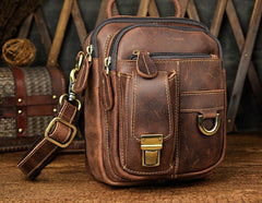 Mens Leather Small Side Bag COURIER BAG Waist Bag Holster Belt Case Belt Pouch for Men - iwalletsmen