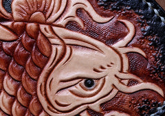 Handmade Leather Carp Tooled Mens billfold Wallet Cool Leather Wallet Slim Wallet for Men