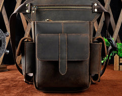 Biker Mens Leather Drop Leg Bag Waist Bag Side Bag Belt Pouch Pack for Men - iwalletsmen