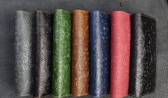 Handmade Leather Floral Mens Cool Travel Long Wallet Card Holder Card Slim Clutch Wallets for Men