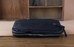 Handmade Genuine Leather Mens Cool Long Leather Wallet Zipper Clutch Wristlet Wallet for Men
