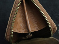 Handmade Leather Mens Cool Zipper Phone Travel Long Wallet Card Holder Card Slim Clutch Wallets for Men