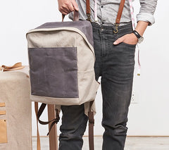 Canvas Gray Mens Cool Backpack Canvas Travel Bag Canvas School Bag for Men - iwalletsmen