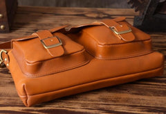 Handmade Leather Mens Cool Shoulder Bag Messenger Bag Chest Bag Bike Bag Cycling Bag for men