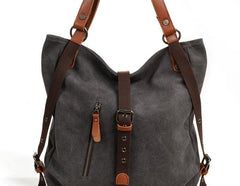 Mens Waxed Canvas Leather Tote Bag Canvas Handbag Canvas Shoulder Bag for Men - iwalletsmen