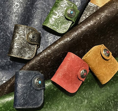 Handmade Leather Floral Mens Cool Biker Wallet Leather Wallet Men billfold Wallets Bifold for Men