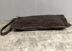 Genuine Leather Mens Clutch Cool Slim Wallet Zipper Clutch Wristlet Wallet for Men