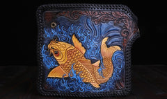 Handmade Leather Carp Mens Chain Biker Wallet Cool Leather Wallet With Chain Wallets for Men